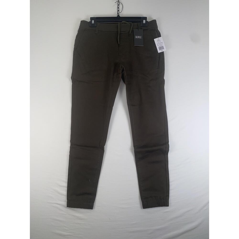 Caliville Jogger Pants Mens Medium Army Green Stretch Cuffed Twill Casual